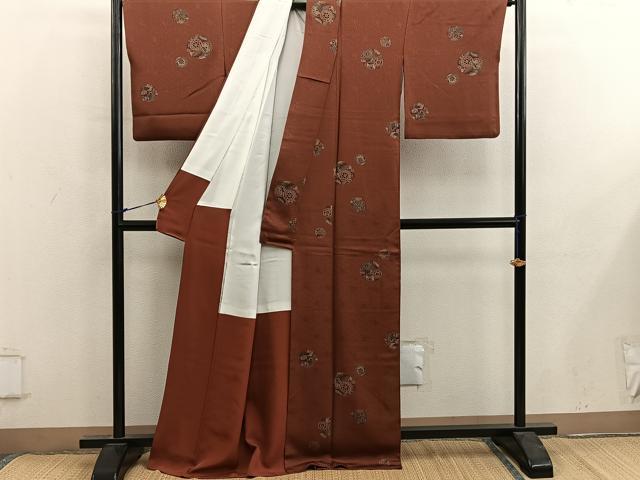 平和屋着物■上質な小紋 菊花文 金彩 正絹 逸品 BAAY0095mz