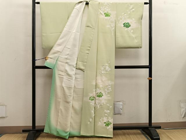 平和屋着物■訪問着 駒刺繍 枝花文 暈し染め 正絹 逸品 BAAY0097mz