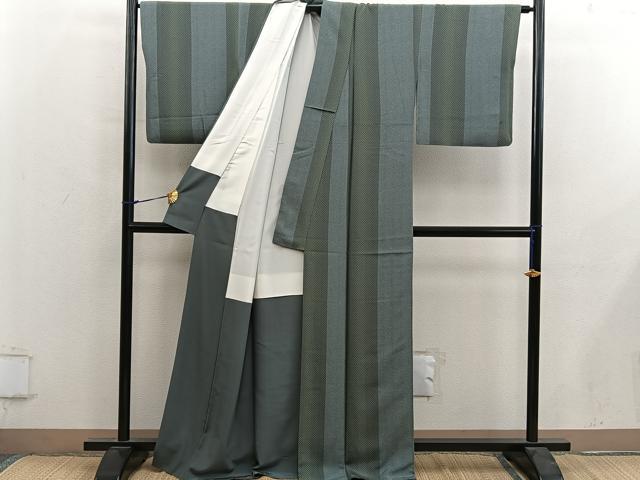 平和屋着物■上質な小紋 幾何学間道 正絹 逸品 BAAY0105mz