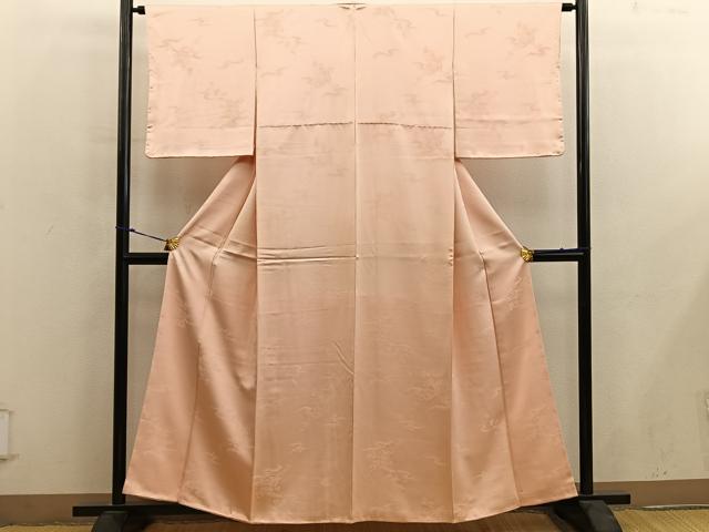 平和屋着物■上質な色無地 花車地紋 洒落柿色 正絹 逸品 BAAY0107mz