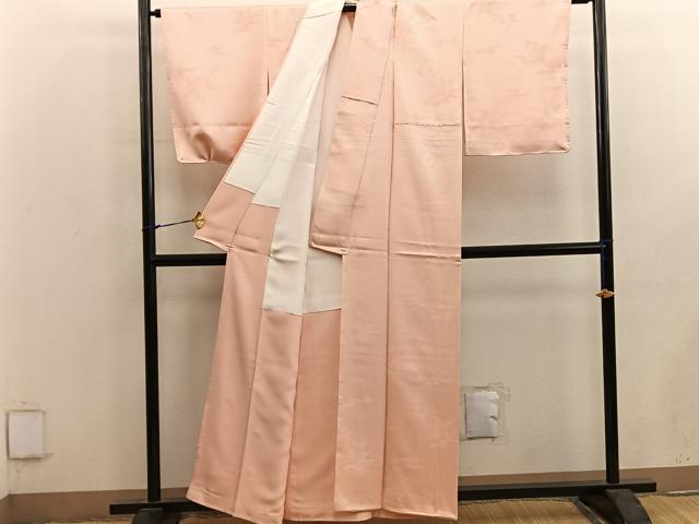 平和屋着物■上質な色無地 花車地紋 洒落柿色 正絹 逸品 BAAY0107mz