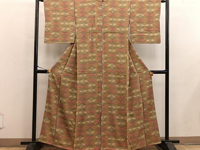 平和屋着物■上質な小紋 幾何学文様 正絹 逸品 BAAY0111mz