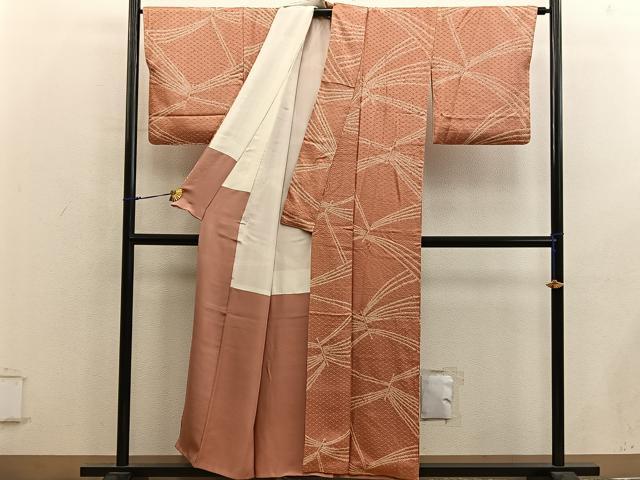平和屋着物■上質な小紋 絞り 幾何学文様 正絹 逸品 BAAY0114mz