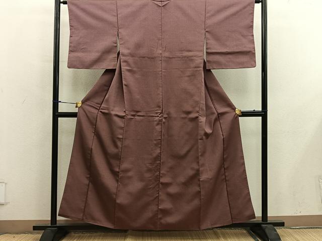 平和屋着物●江戸小紋 万筋 栗皮茶×白色 たたき染め 正絹 逸品 BAAY0118mz