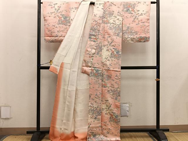 平和屋着物■上質な小紋 流水菊花文 暈し染め 正絹 逸品 BAAY0119mz