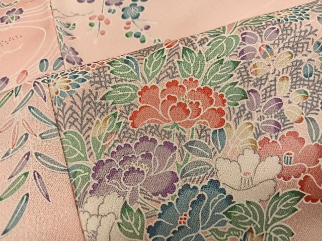 平和屋着物■上質な小紋 流水菊花文 暈し染め 正絹 逸品 BAAY0119mz
