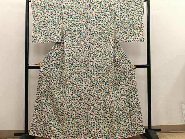 平和屋着物■上質な小紋 草花文 正絹 逸品 BAAY0120mz