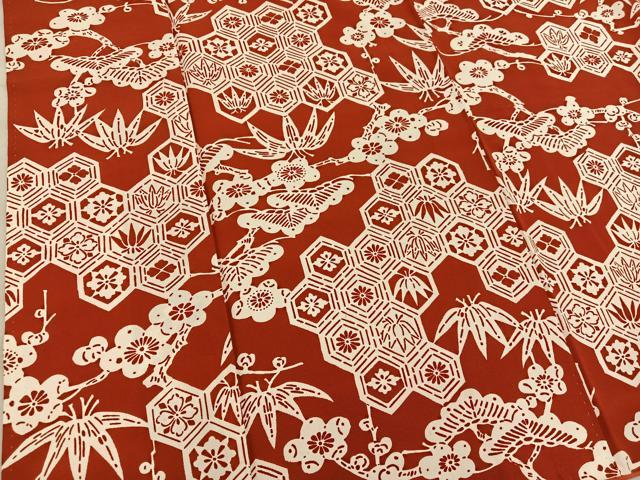 平和屋着物■上質な小紋 型染め 亀甲花文 正絹 逸品 BAAY0123mz