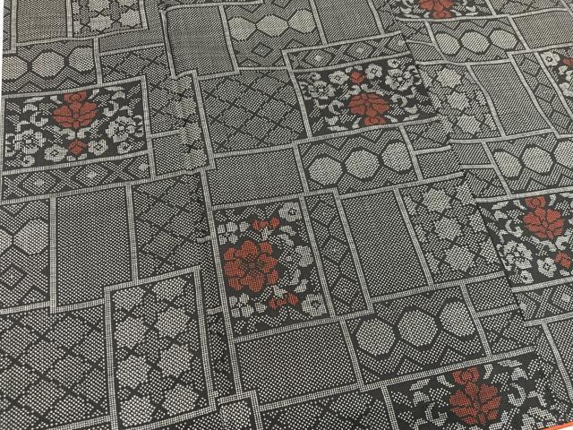 平和屋着物■本場大島紬 7マルキ 草花文 正絹 逸品 BAAY0125mz