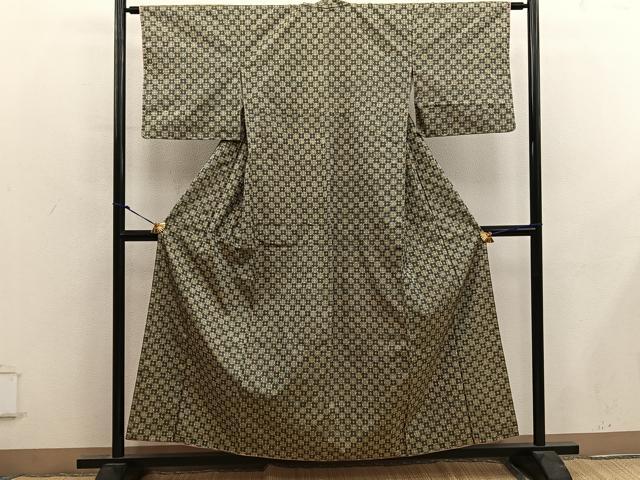 平和屋着物■上質な紬 菱花文 正絹 逸品 BAAY0127mz