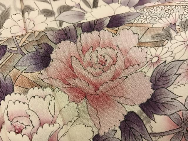 平和屋着物■訪問着 手描き 牡丹花文 正絹 逸品 BAAY0129mz