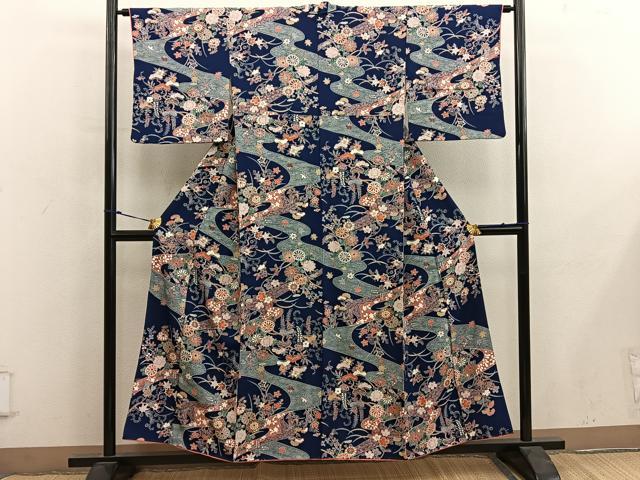 平和屋着物■上質な小紋 枝菊花文 正絹 逸品 BAAY0137mz