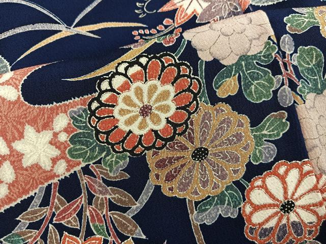 平和屋着物■上質な小紋 枝菊花文 正絹 逸品 BAAY0137mz