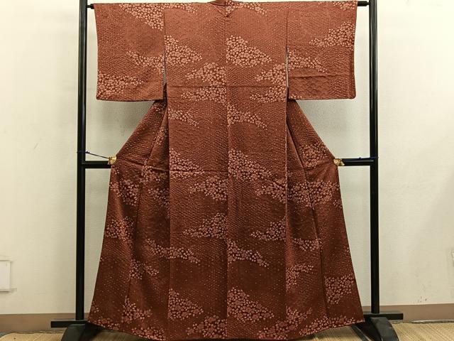平和屋着物■上質な小紋 草花文 正絹 逸品 BAAY0140mz