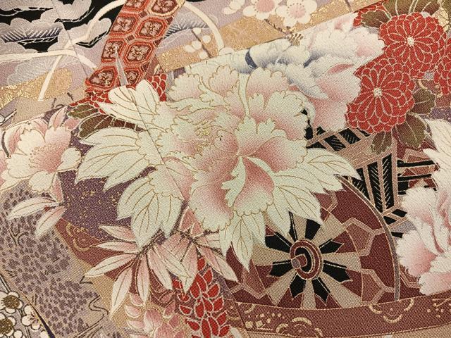 平和屋着物■豪華黒留袖 花車文 金彩 正絹 逸品 BAAY0141mz