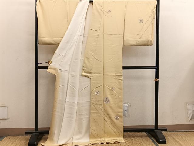 平和屋着物●訪問着 刺繍 草花文 金彩 正絹 逸品 BAAY0144mz