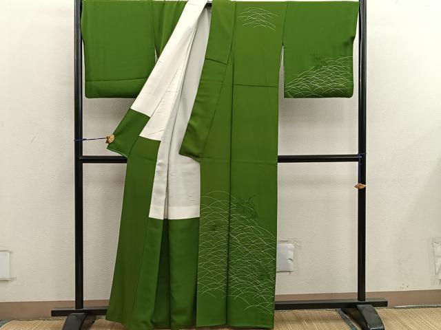 平和屋着物■訪問着 スワトウ刺繍 地紙菊花文 正絹 逸品 BAAY0173mz