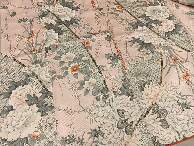 平和屋着物●上質な小紋 椿花文 金彩 正絹 逸品 BAAY0179mz