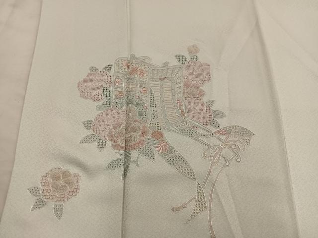 平和屋着物●訪問着 総刺繍 スワトウ刺繍 御所車花文 正絹 逸品 BAAY0182mz