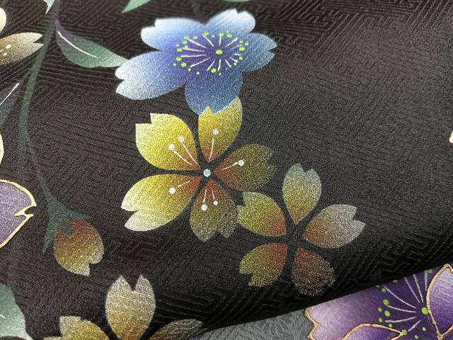 平和屋着物●豪華振袖 舞桜文 暈し染め 金彩 正絹 逸品 BAAY0188mz
