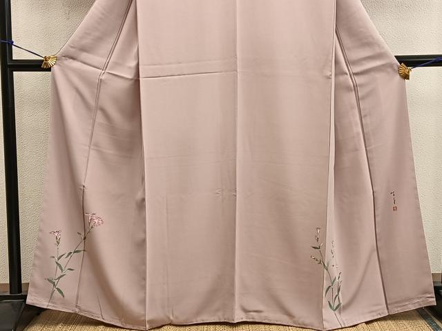 平和屋着物●手描友禅女流作家 一色生子 色留訪問着 枝花文 正絹 逸品 未使用 BAAY0189mz