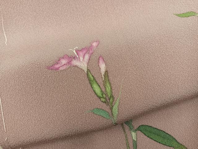 平和屋着物●手描友禅女流作家 一色生子 色留訪問着 枝花文 正絹 逸品 未使用 BAAY0189mz