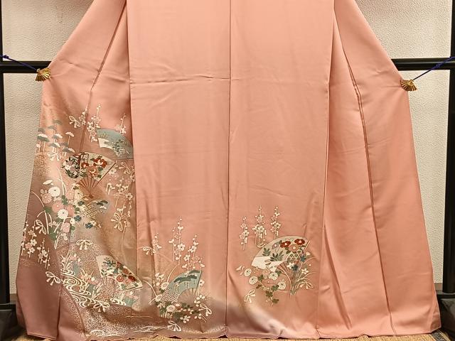 平和屋着物●訪問着 扇面御所車花文 暈し染め 金彩 正絹 逸品 BAAY0193mz