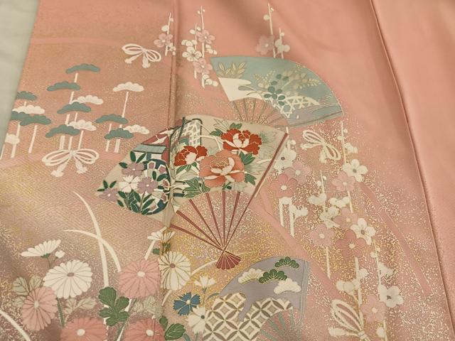 平和屋着物●訪問着 扇面御所車花文 暈し染め 金彩 正絹 逸品 BAAY0193mz