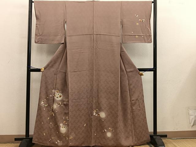 平和屋着物■十代目 歌舞伎役者 坂東三津五郎 訪問着 舞桜花文 蛍暈し 金彩 正絹 逸品 BAAY0200mz