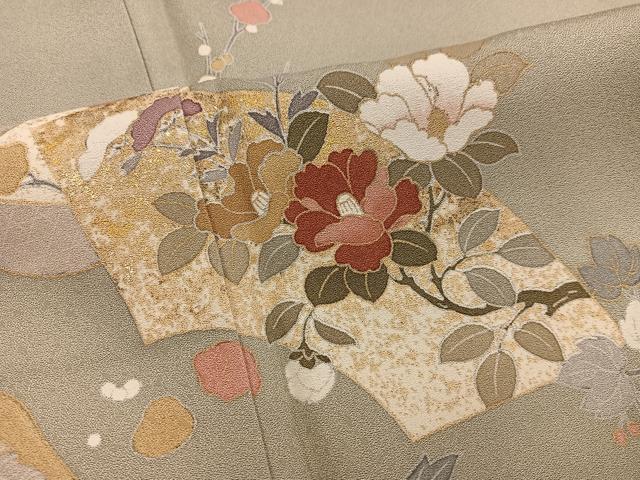 平和屋着物●訪問着 地紙椿花文 金彩 正絹 逸品 BAAY0201mz