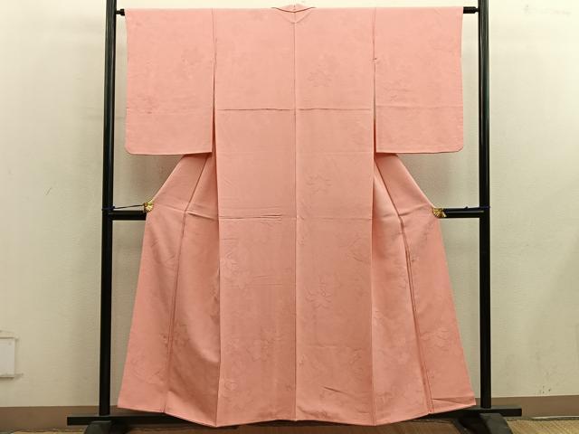 平和屋着物■上質な色無地 草花地紋 東雲色 正絹 逸品 BAAY0208mz