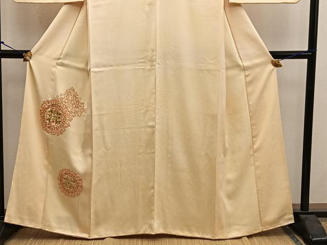 平和屋着物■訪問着 総刺繍 スワトウ刺繍 草花丸文 正絹 逸品 BAAY0210mz