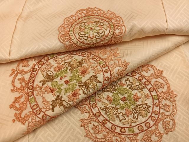 平和屋着物■訪問着 総刺繍 スワトウ刺繍 草花丸文 正絹 逸品 BAAY0210mz