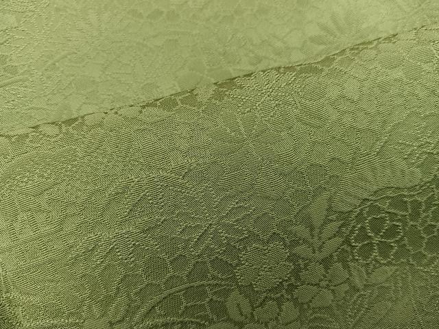 平和屋着物●上質な色無地 菊花地紋 青朽葉色 正絹 逸品 BAAY0213mz