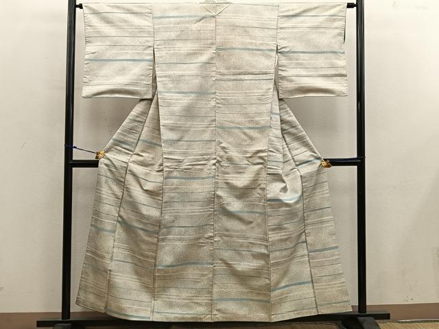 平和屋着物■上質な紬 横段文 正絹 逸品 BAAY0223mz