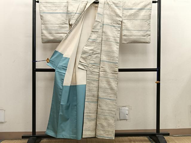平和屋着物■上質な紬 横段文 正絹 逸品 BAAY0223mz