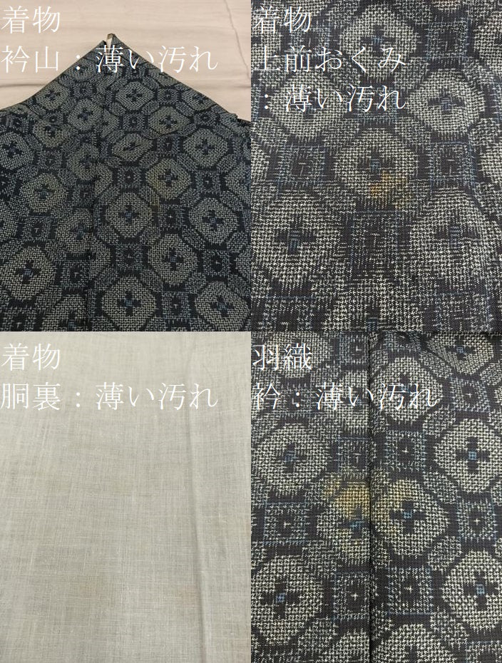 平和屋着物■本場村山大島紬 アンサンブル 蜀江文 正絹 逸品 BAAY0224mz