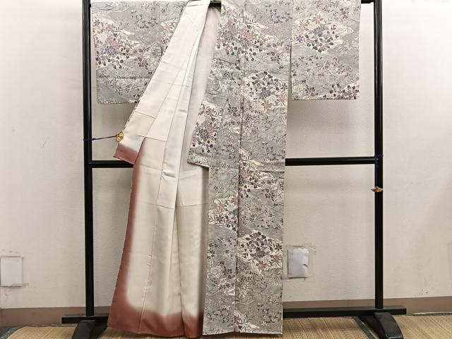 平和屋着物■上質な小紋 菊花文 正絹 逸品 BAAY0238mz