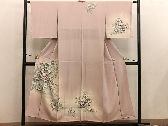 平和屋着物■訪問着 友禅 牡丹花文 暈し染め 正絹 逸品 BAAY0239mz