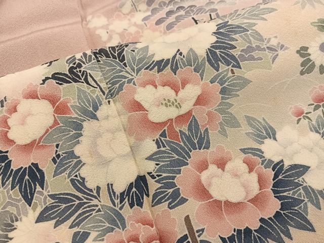 平和屋着物■訪問着 友禅 牡丹花文 暈し染め 正絹 逸品 BAAY0239mz