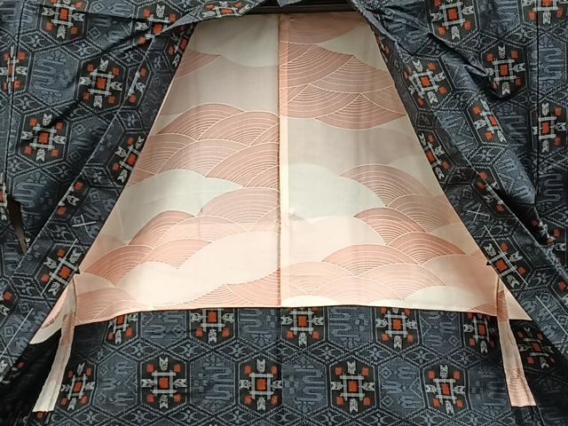 平和屋着物■本場村山大島紬 アンサンブル 亀甲文 正絹 逸品 未使用 BAAY0243mz