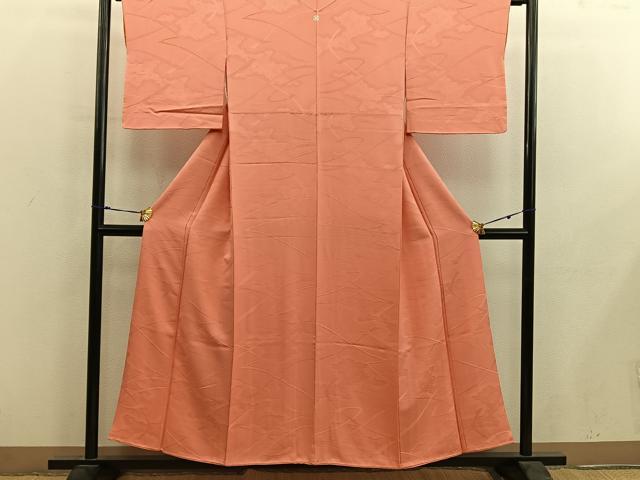 平和屋着物■上質な色無地 雲重ね地紋 黄丹色 正絹 逸品 BAAY0250mz