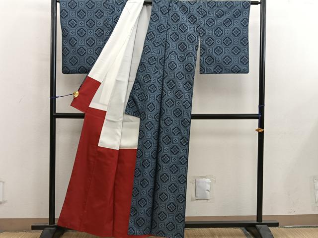 平和屋着物■本場村山大島紬 アンサンブル 蜀江花文 正絹 逸品 BAAY0251mz