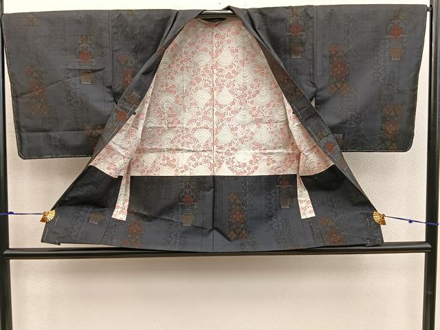 平和屋着物■本場大島紬 アンサンブル 草花文 正絹 逸品 未使用 BAAY0255mz