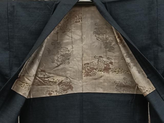 平和屋着物●男性 結城紬 アンサンブル 杢 絣文様 正絹 逸品 BAAY0257mz