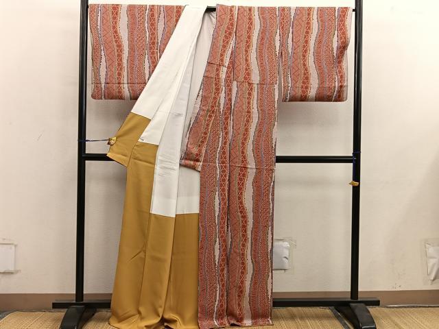 平和屋着物■上質な小紋 幾何学文様 正絹 逸品 BAAY0259mz
