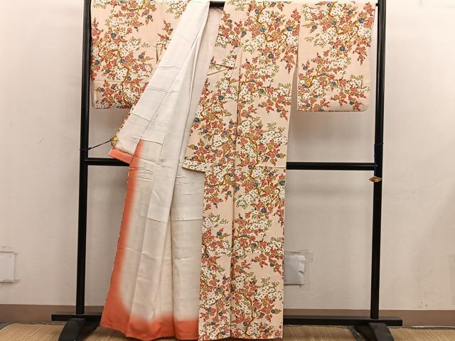 平和屋着物■上質な小紋 枝花文 正絹 逸品 BAAY0264mz