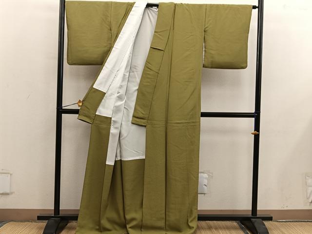 平和屋着物●上質な色無地 唐草地紋 梅幸茶色 正絹 逸品 BAAY0267mz