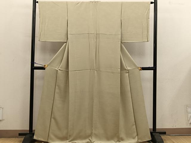 平和屋着物●上質な色無地 紗綾形地紋 木蘭色 正絹 逸品 BAAY0275mz