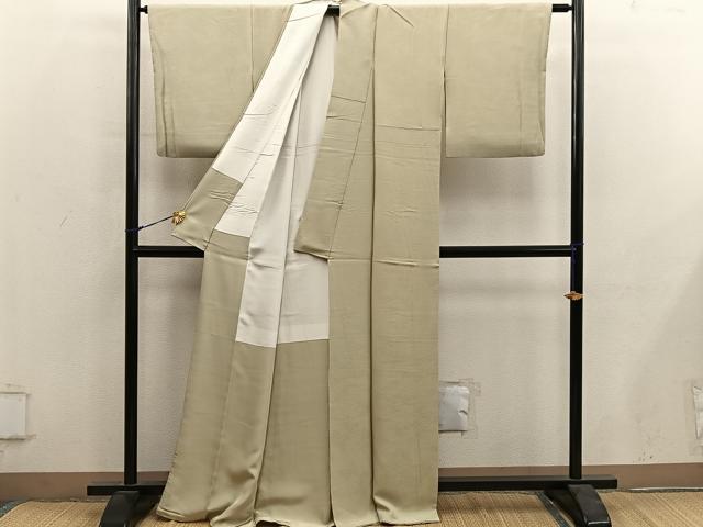 平和屋着物●上質な色無地 紗綾形地紋 木蘭色 正絹 逸品 BAAY0275mz